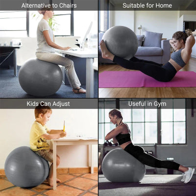 Ballon pilates professionnel gris pour maison ou la gym