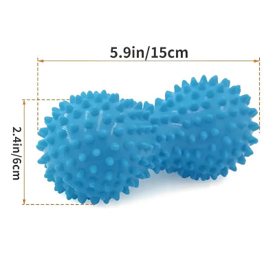 Boule de massage bleu on voie les dimensions six par quinze centimetres