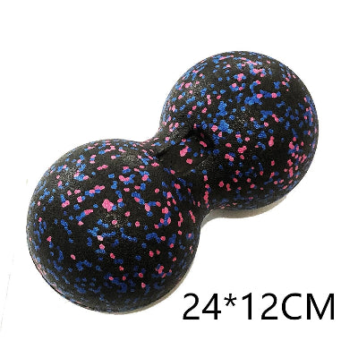 Boule de massage noir avec des points rose et bleu 12 par 24 centimetres