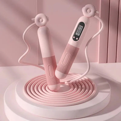 Corde a sauter rose avec fil pour perte de poids