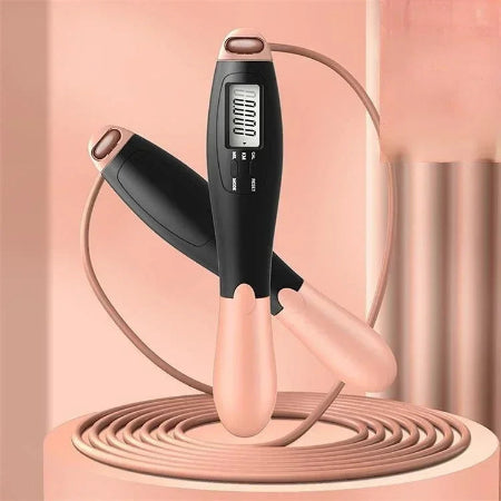 Corde a sauter sans corde rose et noir plus fil
