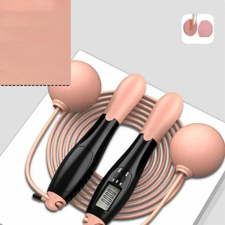Corde a sauter sans corde noir et rose