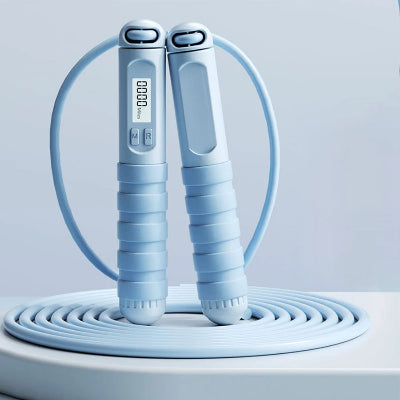 Corde a sauter image montrant le modele bleu pale avec compteur numerique