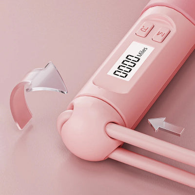 Corde a sauter image montrant le modele rose ajustable en longueur