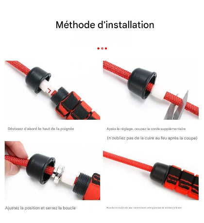 Corde a sauter image montrant la facon de couper la corde pour ajustement parfait