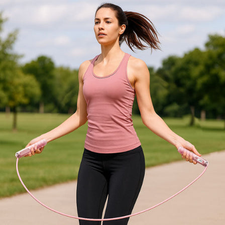Corde a sauter image montrant une femme qui pratique dans un parc