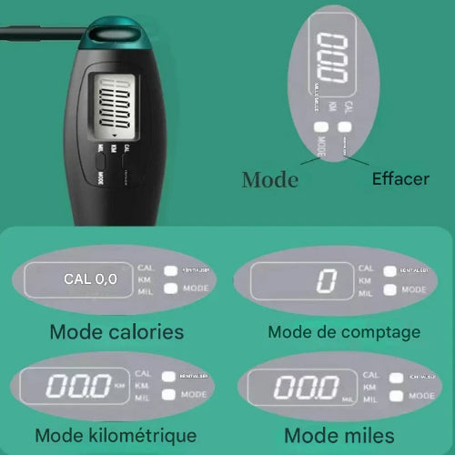 Corde a sauter sans corde mode calories kilometres miles comptage