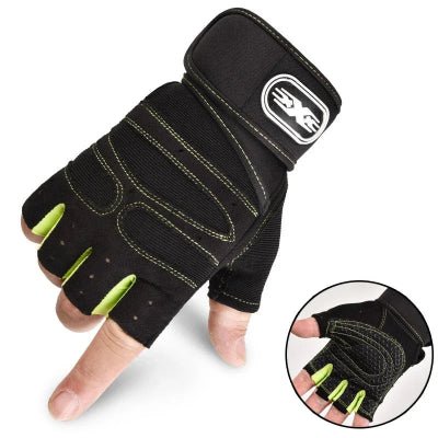 Gant musculation photo montrant a couleur noir et vert