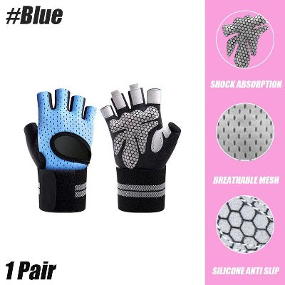 Gant musculation bleu pour femme avec silicone absorbant