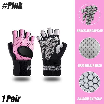 Gant musculation rose pour femme avec silicone absorbant