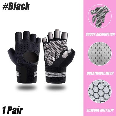 Gant musculation noir pour femme avec silicone absorbant