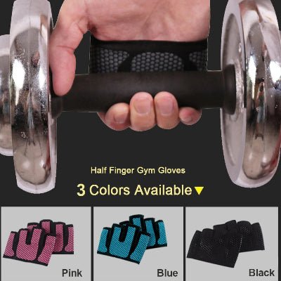 Gant musculation unisex photo montrant trois couleur disponible noir bleu rose