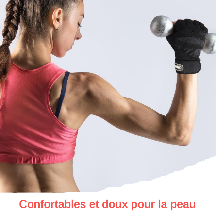 Gant musculation photo montrant une femme avec une haltere dans la main
