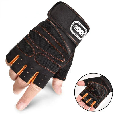 Gant musculation photo montrant a couleur noir et orange