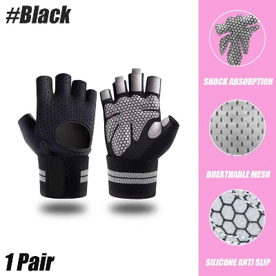 Gant musculation noir pour femme avec silicone absorbant