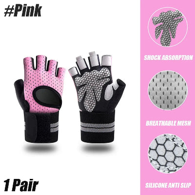 Gant musculation rose pour femme avec silicone absorbant