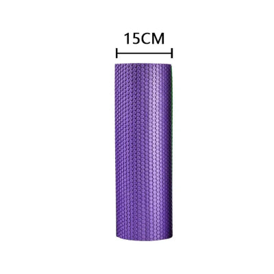 Rouleau de massage violet avec un diametre de quinze centimetres position vertical