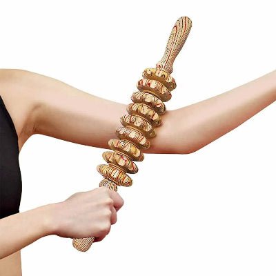 Rouleau de massage modele a en bois plus foncer