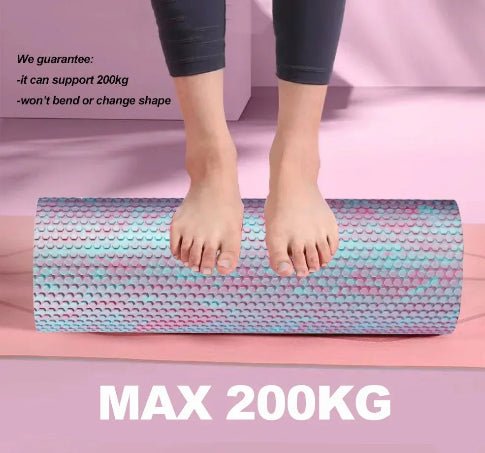 rouleau de massage montrant femme debout resistance de deux cent kilogrammes
