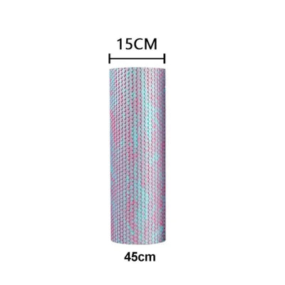 Rouleau de massage bleu et rose diametres quinze par longueur de quarente cinq centimetres