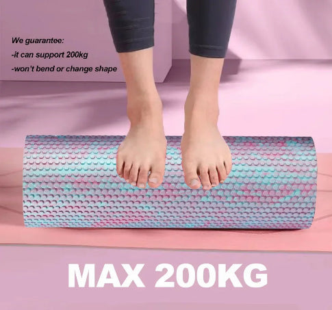 rouleau de massage montrant femme debout resistance de deux cent kilogrammes