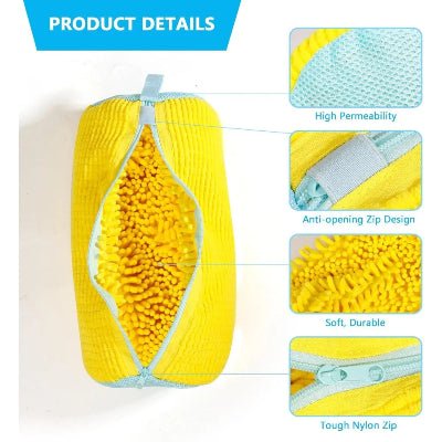 sac de lavage de chaussures jaune reutilisable