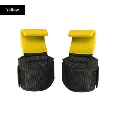 sangles de tirage noires et jaune avec des boucles noires, utilisées pour le tirage de force.