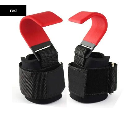 sangles de tirage noir et rouge avec des boucles noires, utilisées pour le tirage de force.