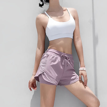 Short de sport femme de couleur rose