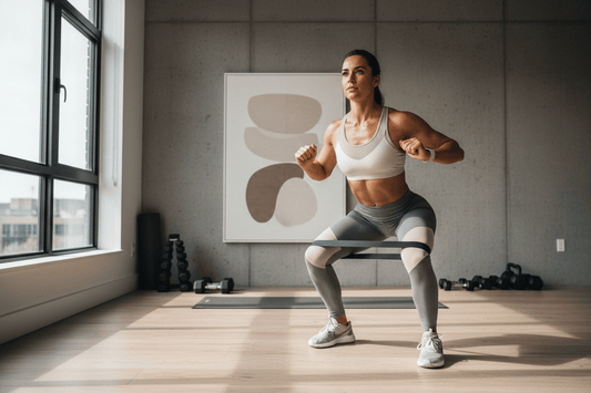 Personne s'entraînant avec des élastiques de résistance à domicile — La Zone Fitness