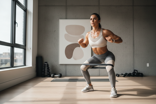 Personne s'entraînant avec des élastiques de résistance à domicile — La Zone Fitness