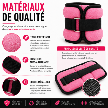 Poids de Cheville et Poignet 0,5 kg ou 1 kg – Paire Ajustable Fitness & Marche