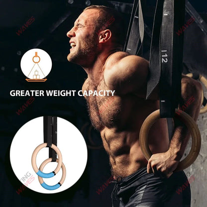 Anneaux de Gymnastique | Bois 32 mm CrossFit et Calisthenics