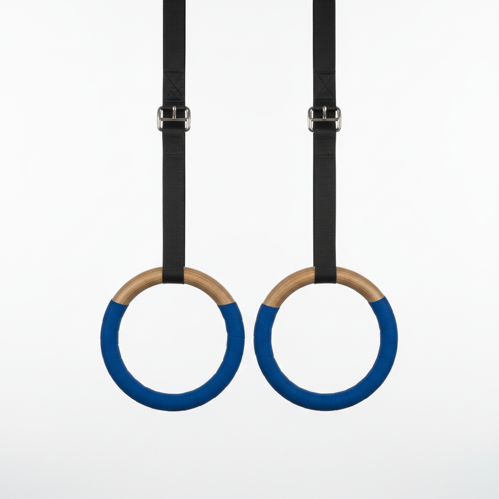 Anneaux de gymnastique bois suspendus