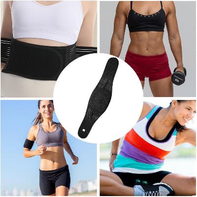 Ceinture lombaire chauffante montrant une femme dans different sports

