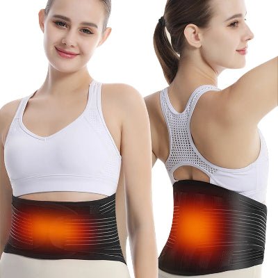 Ceinture lombaire chauffante montrant une femme souriante avec la ceinture