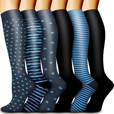 Chaussette de compression noir bleu motif varier
