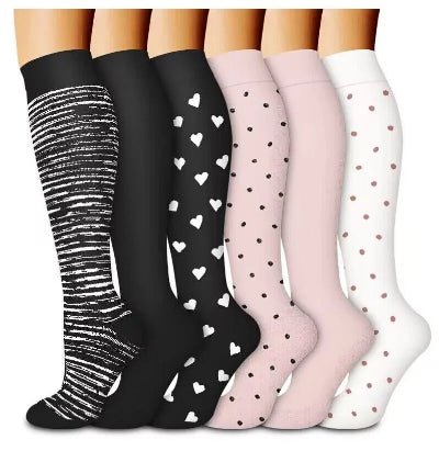 Chaussette de compression blanc rose noir motif varier