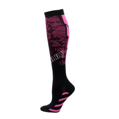 Chaussette de compression couleur rose vif noir