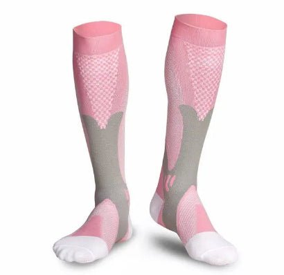 Chaussette de compression rose et grise
