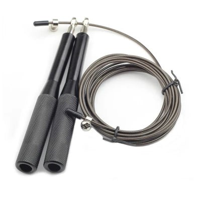 Corde a sauter poignee aluminium cable  trois metres noir
