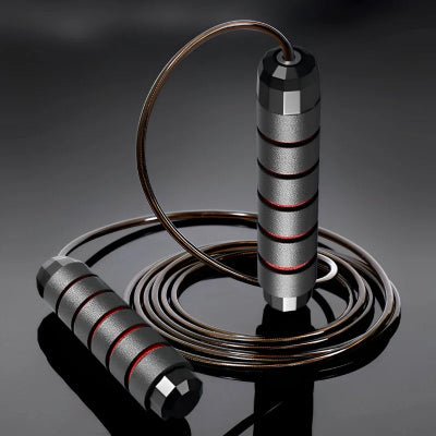 Image corde a sauter noir et rouge sur fond gris