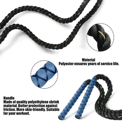 Corde à sauter lestée en polyester avec poignées antidérapantes bleues