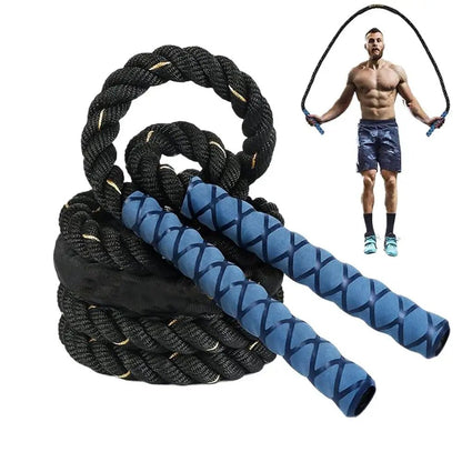 Corde à sauter lestée noire et bleue pour entraînement fitness