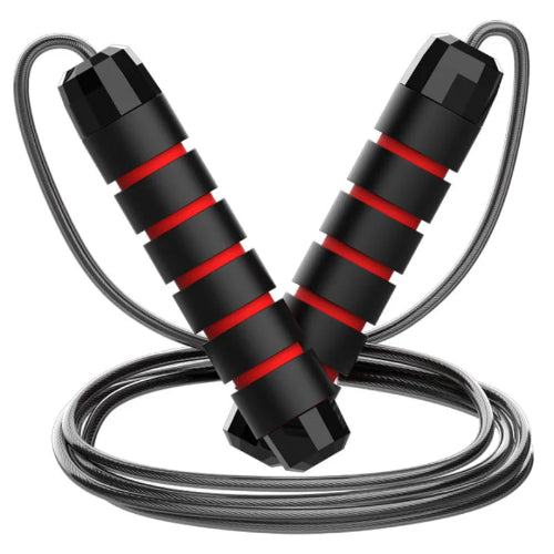 Corde a sauter noir avec des bandes rouges