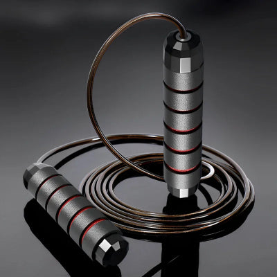 Image corde a sauter noir et rouge sur fond gris
