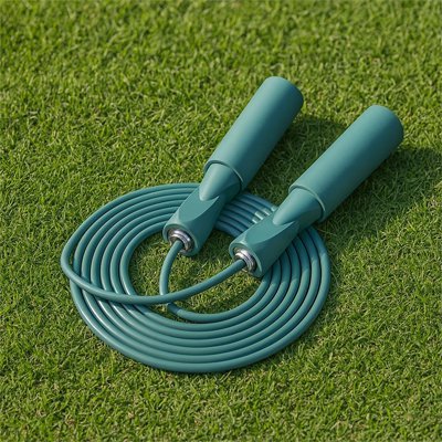 Corde a sauter verte sur gazon