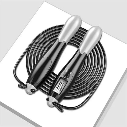 Corde a sauter sans corde grise et noir