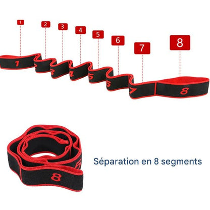 Elastique musculation rouge noir huit segments
