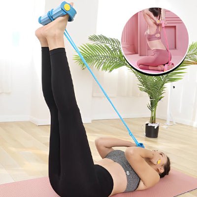 Élastique musculation femme coucher flexion bras 